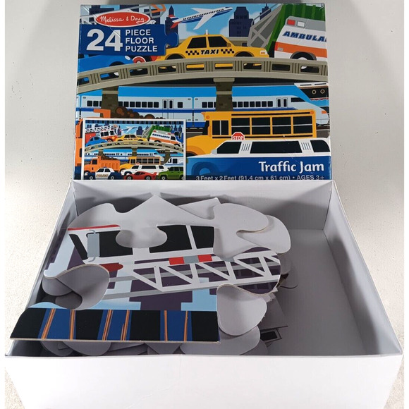 Traffic Jam Floor Puzzle 24 Piece Jigsaw Puzzle 3 x 2 Ft Melissa & Doug - Picture 3 of 3